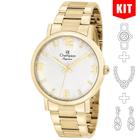 Relógio CHAMPION KIT feminino prata dourado strass CN25636W