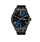 Relógio Citizen Masculino Automático - Preto com Fundo Azul e Calendário