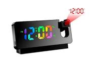 Relógio clock de mesa com led rgb colorido projetor temperatura