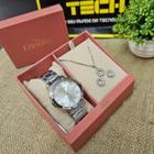 Relógio condor feminino prata kit com colar e brincos co2035nao/k4k