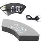 Relógio Curvado LED Display Espelhado Alarme Temperatura Decoração USB