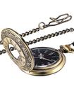 Relógio de Bolso Vintage em Aço com Corrente (Bronze) - Atributos Masculinos