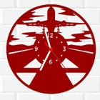 Relógio De Madeira MDF Parede Avião Viagem 1 V