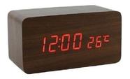 Relógio De Mesa Digital Tipo Madeira Elétrico Usb Casa Cama