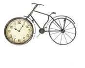 Relógio De Mesa Retrô Bicicleta Vidro Metal Decorativo 35x56