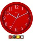 Relógio De Parede Alumínio 25cm Vidro Vermelho Herweg 6718