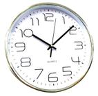 Relógio De Parede Analógico Branco E Prata 30 X 30 Cm - Relox