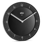 Relógio de parede analógico clássico da Braun com movimento silencioso de quartzo, fácil de ler, 20 cm de diâmetro em preto, modelo BC06B, tamanho único