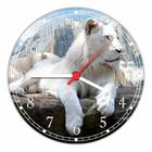 Relógio De Parede Animais Leão Branco Tamanho 40 Cm De Diâmetro RC043