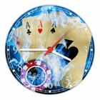 Relógio De Parede Baralho Pôquer Cartas Naipes Tamanho Grande 50 Cm Quartz G06