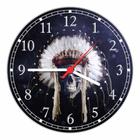 Relógio De Parede Caveira Com Cocar Indígena Abstrato Artístico Quartz Tamanho 40 Cm RC000
