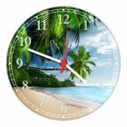 Relógio De Parede Coqueiros Mar Praia Sol Paisagem Gg 50 Cm