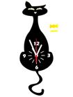Relógio de Parede Criativo Gato Preto com Pêndulo