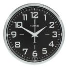 Relógio de Parede Decorativo Analógico 23cm Redondo Moderno Metalizado Cromo Decoração para Cozinha Sala ou Escritório