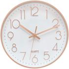 Relógio de Parede Decorativo Analógico 25cm Rose Gold Moderno Ponteiro Silencioso Sem Barulho Quartz para Decoração de Cozinha Sala Casa ou Escritório