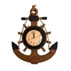 Relógio De Parede Decorativo Âncora De Madeira 35x43cm