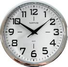 Relógio de Parede Decorativo Cromado Sala Cozinha 23cm