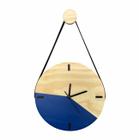 Relógio de Parede Decorativo em Madeira Escandinavo Azul com Alça + Pendurador