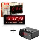 Relógio De Parede Digital Grande 46cm LE-2112 + Rádio Despertador Brinde LE-671