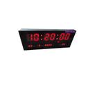 Relógio de parede e mesa led digital temperatura despertador data 3615 vermelho