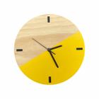 Relógio de Parede em Madeira Escandinavo Duo Amarelo 28cm