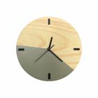 Relógio de Parede em Madeira Escandinavo Duo Cinza Concreto 28cm