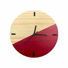 Relógio de Parede em Madeira Escandinavo Duo Vermelho 28cm