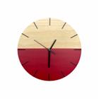 Relógio de Parede em Madeira Minimalista Vermelho Com Detalhes em Preto 28cm
