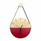 Relógio de Parede em Madeira Minimalista Vermelho Detalhes em Preto Com Alça + Pendurador
