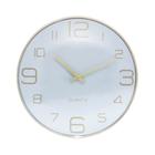 Relógio De Parede Em Plástico 30,5x4cm Branco E Dourado Lyor