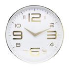 Relógio de Parede em Plástico Branco com Dourado 25x4cm
