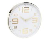 Relógio de Parede em Plástico Branco e Dourado 30,5x4cm - Lyor