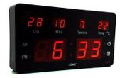 Relógio de Parede Led Digital LE-2115 Lelong Temperatura Calendário Alarme