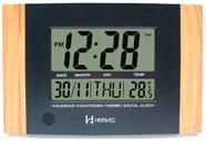 Relógio de Parede ou Mesa Digital LCD Calendário Termômetro Madeira Clara Herweg 6438