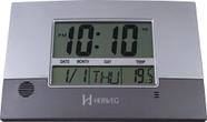 Relógio de Parede ou Mesa Digital LCD Calendário Termômetro Prata Herweg 6473
