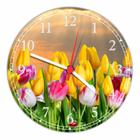 Relógio De Parede Paisagem Flores Tulipa Natureza Salas Cozinhas Decoração