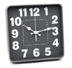 Relógio de Parede Quadrado 25cm Cinza Analógico Decorativo para Casa Cozinha ou Sala