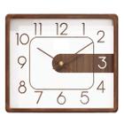 Relógio de Parede Quadrado Quartzo Analógico em Madeira 35cm