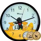 Relógio de Parede Redondo animais Cães e gatos - Wincy