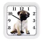 Relógio de Parede Redondo Decorativo Branco Cachorro PUG - Ambiente Herweg