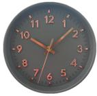 Relógio de Parede Redondo Decorativo Cinza e Rose 25cm Ponteiro Silencioso Quartz Decoração de Cozinha Sala Casa ou Escritório