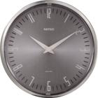 Relógio de Parede Redondo Decorativo Cinza Prata 23cm Ponteiro Tic Tac Decoração de Cozinha Sala Casa ou Escritório