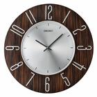 Relógio de parede Seiko Sara Brown Wood Case, mostrador de alumínio 3D