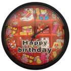 Relógio de Parede Tema Happy Birthday Com Estante de Presentes 25cm