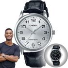 Relógio de Pulso Casio Classico Masculino Analógico Casual Pulseira de Couro Prata MTP-V001L