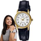 Relógio de Pulso Casio Feminino Analógico Classico Dourado Pulseira de Couro Moderno Original Pequeno LTP-V002GL-7B2UDF