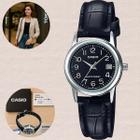 Relógio de Pulso Casio Feminino Classico Pulseira de Couro Analógico Casual Pequeno Prata LTP-V002L