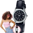 Relógio de Pulso Casio Feminino Classico Pulseira de Couro Analógico Casual Pequeno Prata LTP-V002L