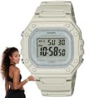 Relógio de Pulso Casio Feminino Digital Esportivo Quadrado Illuminator Branco Prova Dágua 50 Metros W-218HC-8AVDF