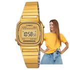 Relógio de Pulso Casio Feminino Digital Vintage Dourado Retro Moderno Pequeno Leve Quadrado Resistente Água Causal Dourado LA670WGA-9DF